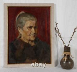 Original oil painting, Portrait, Old Woman, Ukrainian artist, Vintage