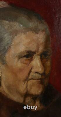 Original oil painting, Portrait, Old Woman, Ukrainian artist, Vintage