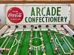 Original old antique coke ARCADE soda sign not tin porcelain