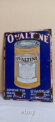 Ovaltine Antique Vintage Advertisement Tin Enamel Porcelain Sign Board Old F-80