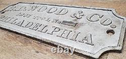 PHILADELPHIA PA Cast Iron Advertising Sign Plaque Antique 1800s old Er Americana