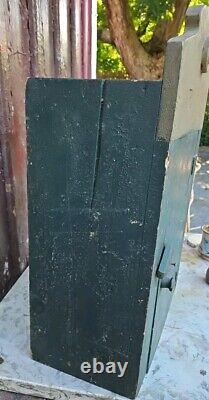 PRIMITIVE Antique Old Paint 2 Shelf HANGING CABINET CUPBOARD Hinged Door 23x15x8