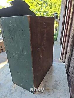 PRIMITIVE Antique Old Paint 2 Shelf HANGING CABINET CUPBOARD Hinged Door 23x15x8