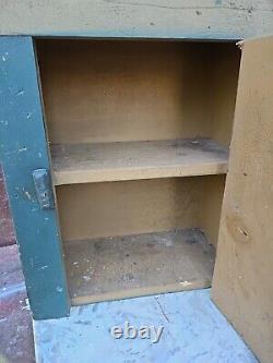 PRIMITIVE Antique Old Paint 2 Shelf HANGING CABINET CUPBOARD Hinged Door 23x15x8