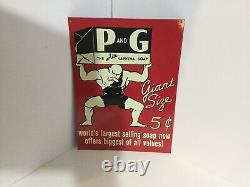 P&G Embossed Naphtha Soap Metal Sign Antique Old Goodwill Kitchen Bath