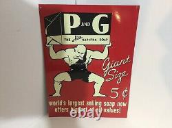 P&G Embossed Naphtha Soap Metal Sign Antique Old Goodwill Kitchen Bath