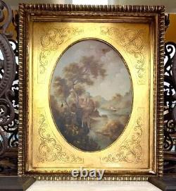 Painting Dreamy Old World Signed Original Antique Oil on Board Art Van Ros