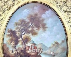 Painting Dreamy Old World Signed Original Antique Oil on Board Art Van Ros