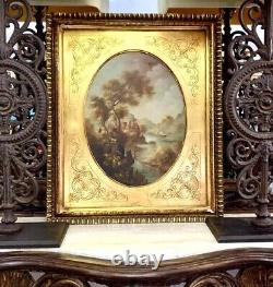 Painting Dreamy Old World Signed Original Antique Oil on Board Art Van Ros