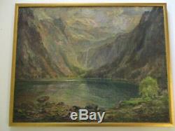 Painting Max Antlers Impressionism Mountain Lake New York California Old Antique