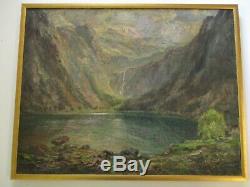 Painting Max Antlers Impressionism Mountain Lake New York California Old Antique