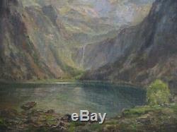 Painting Max Antlers Impressionism Mountain Lake New York California Old Antique