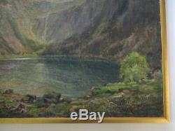 Painting Max Antlers Impressionism Mountain Lake New York California Old Antique