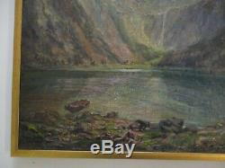 Painting Max Antlers Impressionism Mountain Lake New York California Old Antique