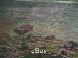 Painting Max Antlers Impressionism Mountain Lake New York California Old Antique