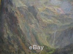 Painting Max Antlers Impressionism Mountain Lake New York California Old Antique