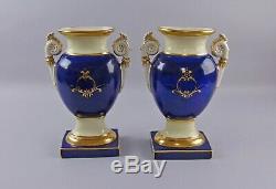 Pair of Antique Hand Painted Porcelain Vases Old Paris or Danish G&C Signed