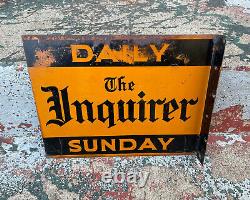 Pennsylvania Inquirer Flange Sign Antique Philadelphia Newspaper OLD ADVERTISING