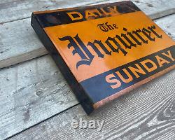 Pennsylvania Inquirer Flange Sign Antique Philadelphia Newspaper OLD ADVERTISING