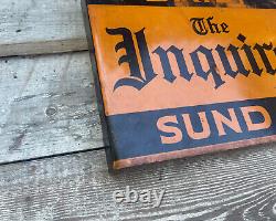 Pennsylvania Inquirer Flange Sign Antique Philadelphia Newspaper OLD ADVERTISING