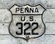 Pennsylvania Shield Sign Route 322 Penna Highway Rt Badge Antique Vintage Old