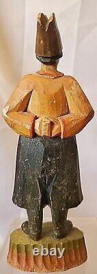 Polychrome figure cossack hat vtg hand Carved painted sculpture Russian man old