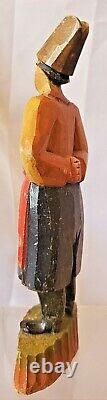 Polychrome figure cossack hat vtg hand Carved painted sculpture Russian man old