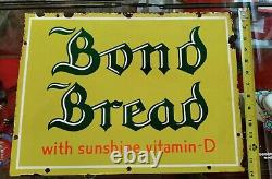 Porcelain Antique Bond Bread Sign Sunshine 19x14 Vintage Old Bakery Rare