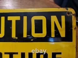 Porcelain CAUTION RUPTURE DISC sign antique industrial turbine electric power