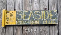 Primitive Folk Art Seaside Rod & Gun Club Wood Trade Sign (Not Very Old)