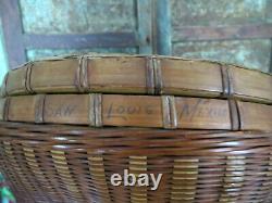 Primitive OLD Early 1900's Farmhouse Sewing Basket w Pincushion Detailed Weave