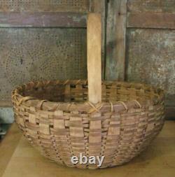 Primitive Old 1800's Farmhouse Split Oak Berry Egg Gathering Basket Cowgill AAFA