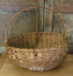 Primitive Old 1800's Farmhouse Split Oak Berry Egg Gathering Basket Cowgill AAFA