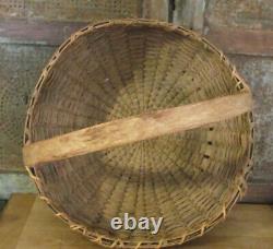 Primitive Old 1800's Farmhouse Split Oak Berry Egg Gathering Basket Cowgill AAFA