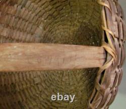 Primitive Old 1800's Farmhouse Split Oak Berry Egg Gathering Basket Cowgill AAFA