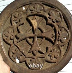 Primitive Old Antique Religious Wood Plaque Sign Cross Masonic Templar Relic Af