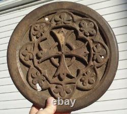 Primitive Old Antique Religious Wood Plaque Sign Cross Masonic Templar Relic Af