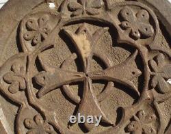 Primitive Old Antique Religious Wood Plaque Sign Cross Masonic Templar Relic Af