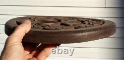 Primitive Old Antique Religious Wood Plaque Sign Cross Masonic Templar Relic Af