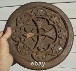 Primitive Old Antique Religious Wood Plaque Sign Cross Masonic Templar Relic Af