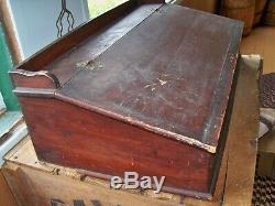 Primitive Old Slanted Table Top Wood Desk Nicks Dings Aged Patina Signs of Ware
