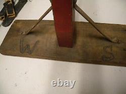 Primitive SIT-ON-SKI Old Red Paint, Signed W S