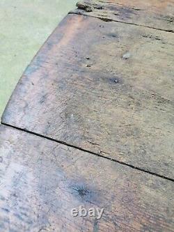 Primitive old antique wooden round table