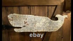 Primitive trade sign whale Chippy Nautical Old Pine 2 Sided Man Cave Shabby Chic