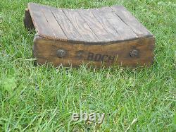 Primitive wood Snow sleigh boch Sled Wooden old Transported barrel wine antique