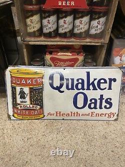 QUAKER OATS PORCELAIN Sign Curved C1900s Rare Made In Germany Old Antique