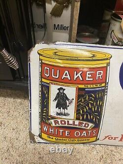 QUAKER OATS PORCELAIN Sign Curved C1900s Rare Made In Germany Old Antique
