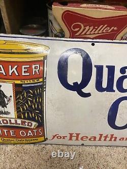 QUAKER OATS PORCELAIN Sign Curved C1900s Rare Made In Germany Old Antique