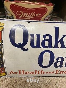 QUAKER OATS PORCELAIN Sign Curved C1900s Rare Made In Germany Old Antique