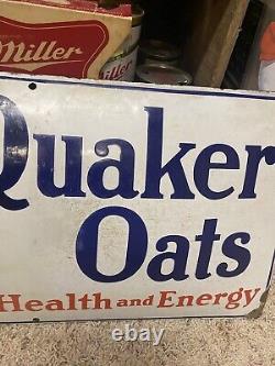 QUAKER OATS PORCELAIN Sign Curved C1900s Rare Made In Germany Old Antique